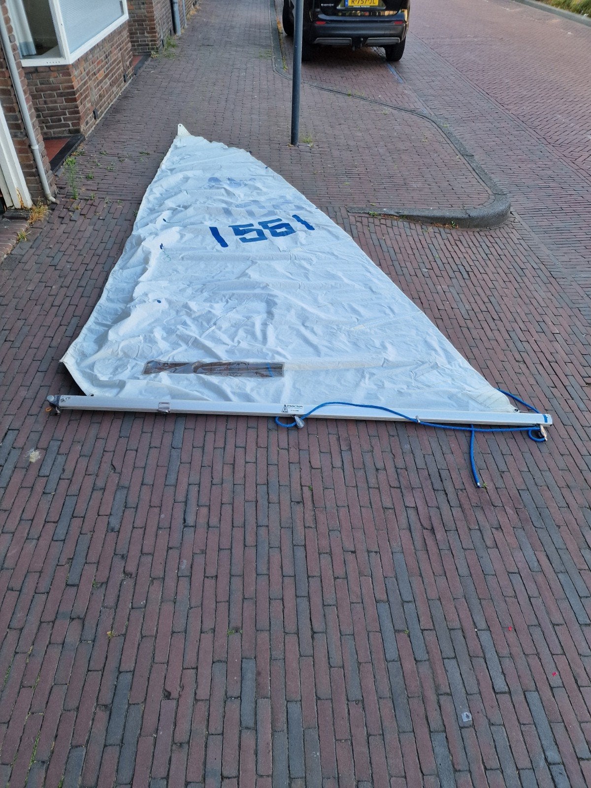 Splash blue zeil met Selden giek, Ophalen, Gebruikt, Grootzeil, Minder dan 15 m²