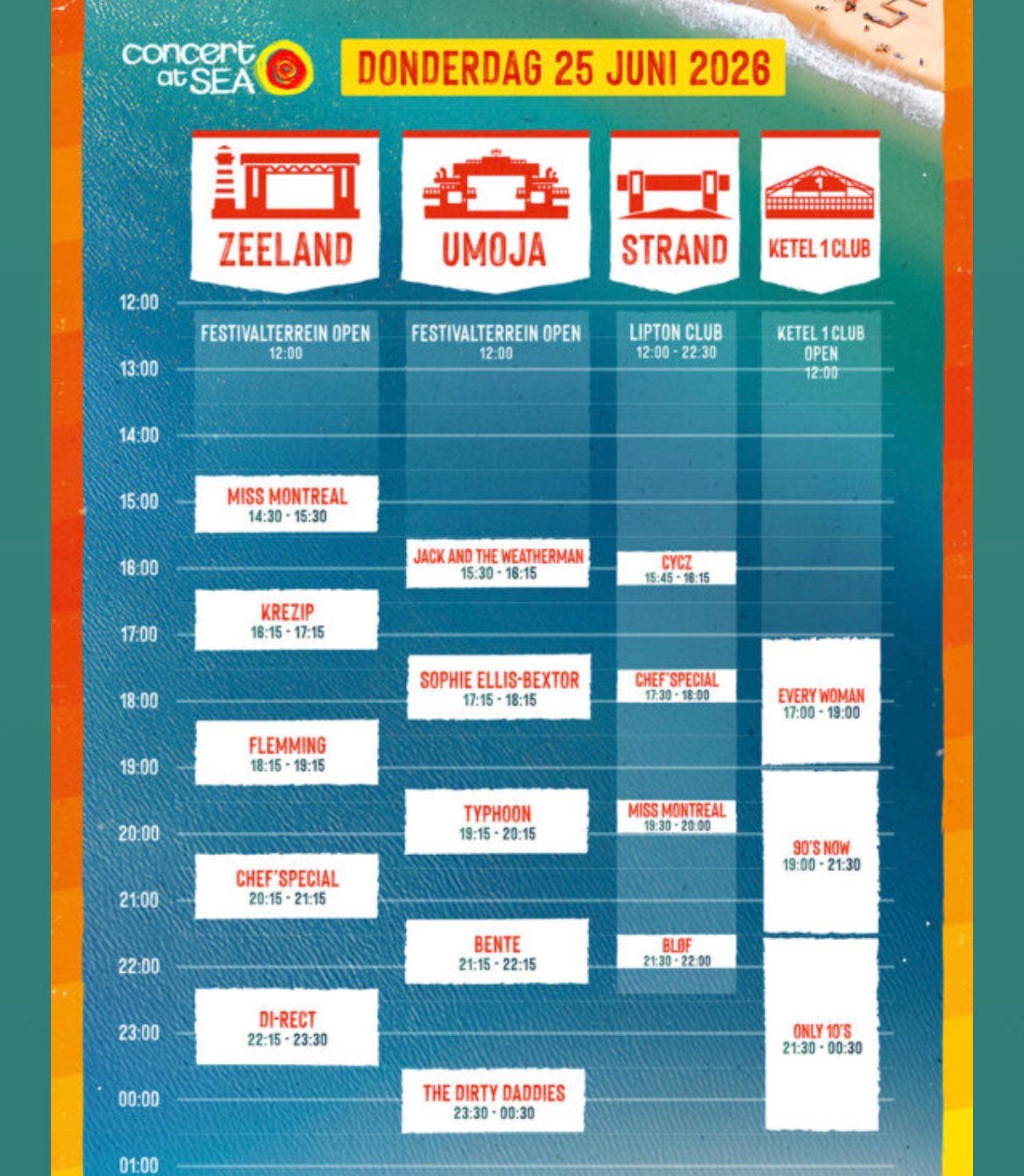 4 kaarten Concert At Sea donderdag, Tickets en Kaartjes, Evenementen en Festivals, Twee personen