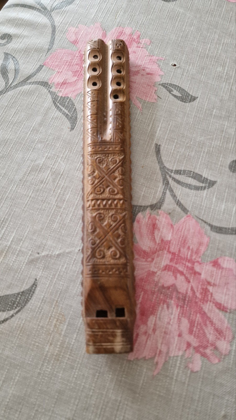 Handgemaakte folkloristische dubbele fluit (dvojnice), Muziek en Instrumenten, Ophalen of Verzenden, Gebruikt, Houtblazer