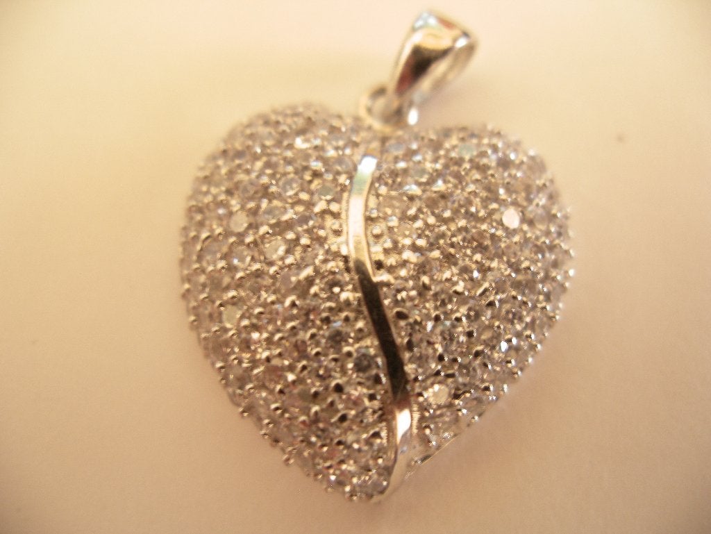Een Zilveren ketting + Zilveren Hart Hanger Vol met Zirkonia, Sieraden, Tassen en Uiterlijk, Antieke sieraden, Verzenden, Zilver