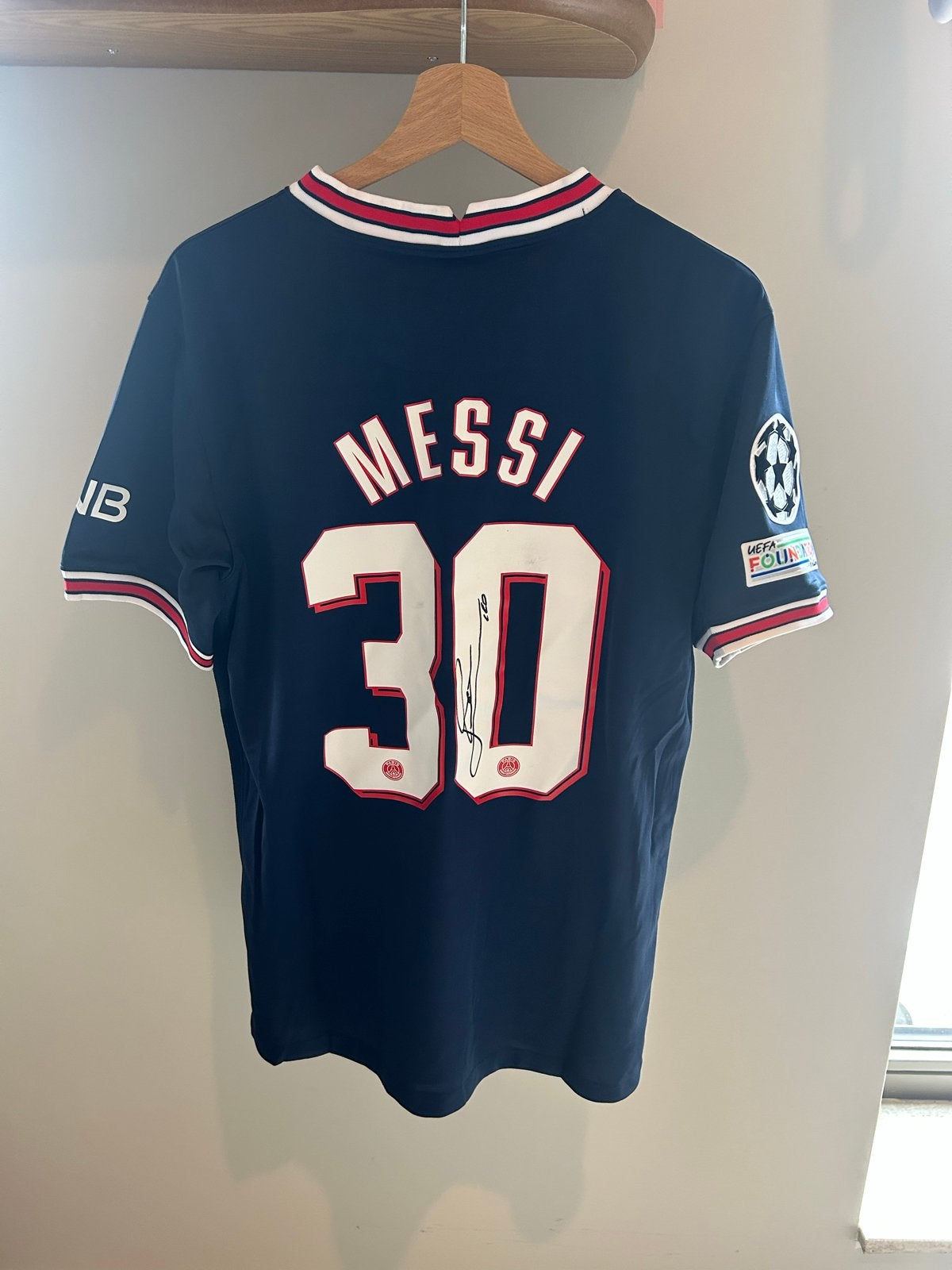 Gesigneerd Messi PSG shirt met certificaat, Ophalen of Verzenden, Zo goed als nieuw, Voetbal, Maat 48/50 (M)