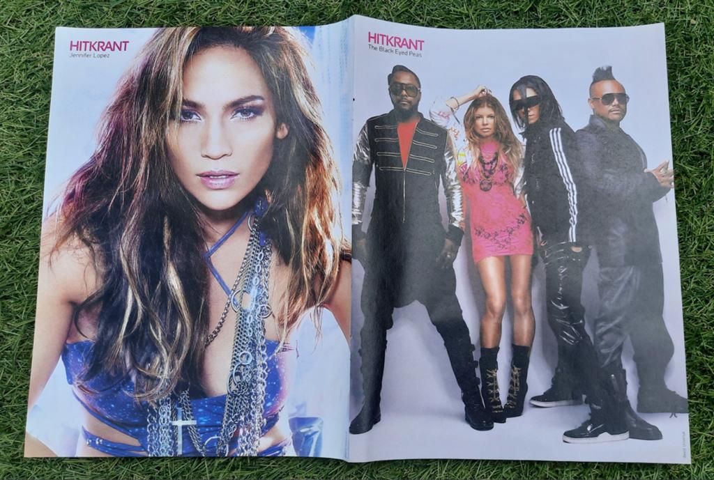 Poster 2x A4 Hitkrant 2011 The Black Eyed Peas Zac Efron, Ophalen of Verzenden, Gebruikt, A1 t/m A3, Muziek
