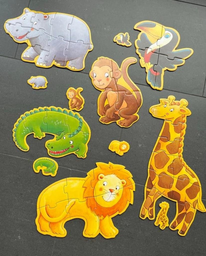 Djeco Reuzenpuzzel 6 Dieren, Ophalen of Verzenden, Minder dan 10 stukjes, Zo goed als nieuw, 2 tot 4 jaar