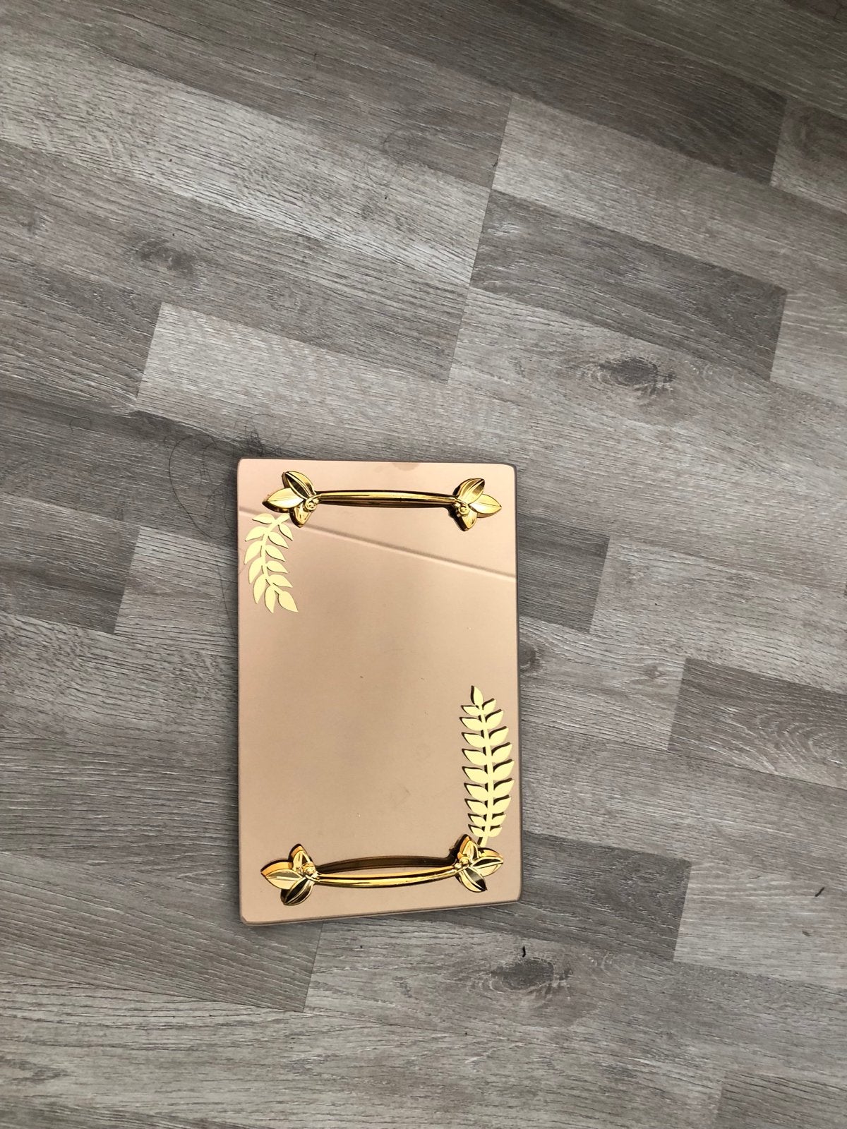 Bronzen goudkleurig dienblad met spiegel voor speciale geleg, Met spiegel, Nieuw, Ophalen of Verzenden, Dienblad