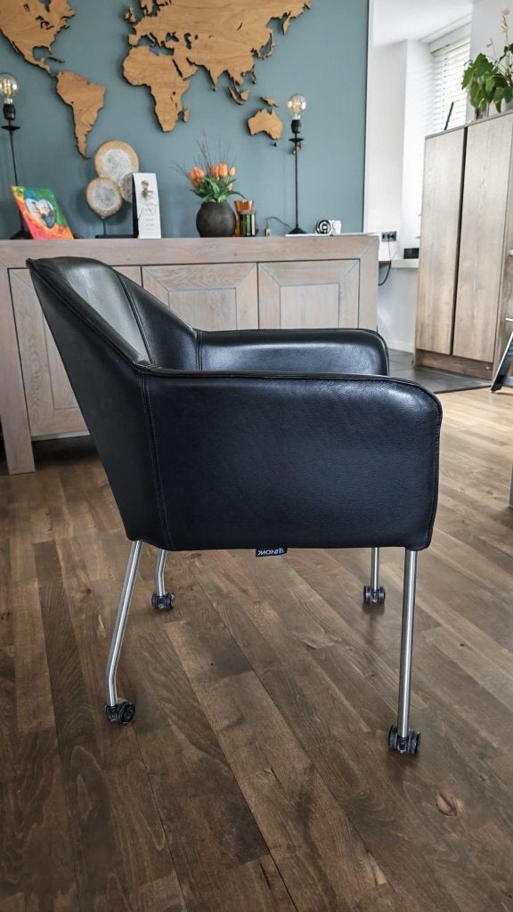 Eetkamerstoelen 6 st, Huis en Inrichting, Stoelen, Ophalen, Gebruikt, Zwart, Leer