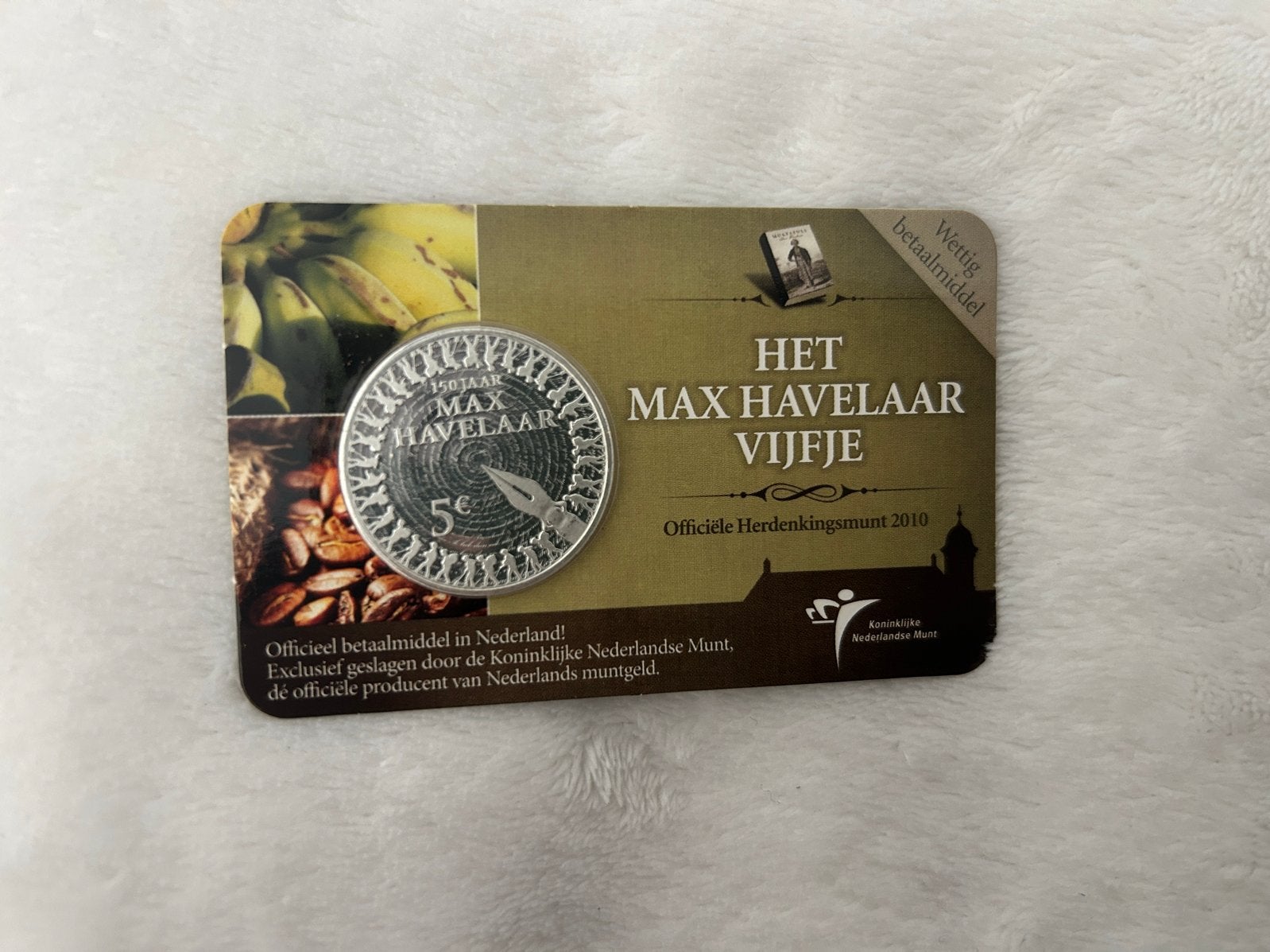 Max Havelaar Vijfje 2010 in coincard - 150 jaar Multatuli, Postzegels en Munten, Munten | Nederland, Verzenden, Koningin Beatrix