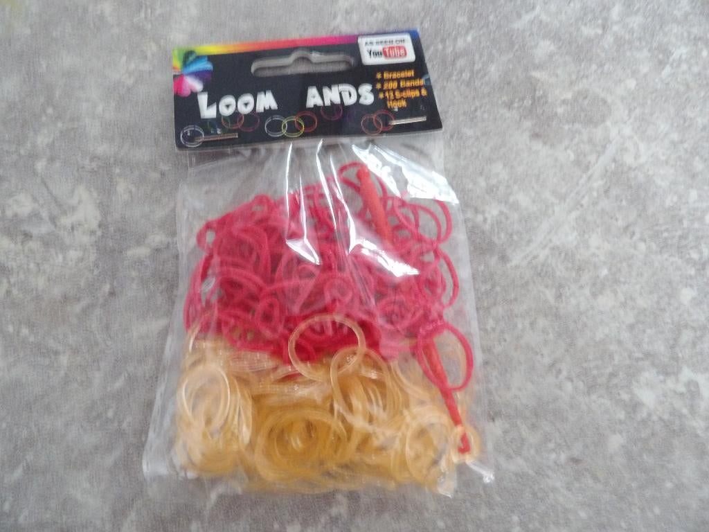 NIEUW 200 rood/oranje glitter loom bandjes 5zakjes voor 8,00, Ophalen of Verzenden, Nieuw, Knutselmateriaal