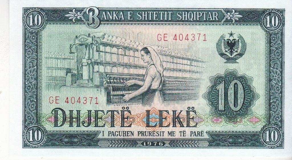 ALBANIA 10 LEKE 1976 PRACHTIG / UNC, Ophalen of Verzenden, Overige landen