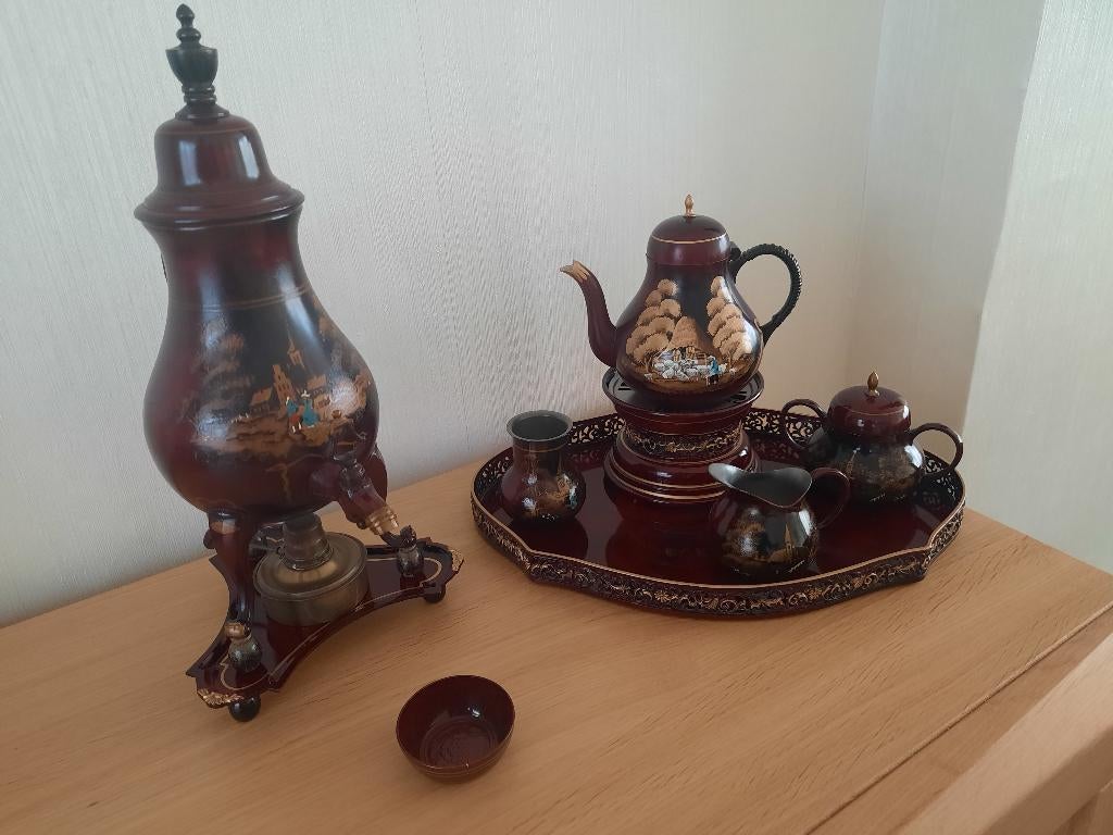 Tinnen kraantjespot en thee servies, Antiek en Kunst, Antiek | Tin, Ophalen of Verzenden