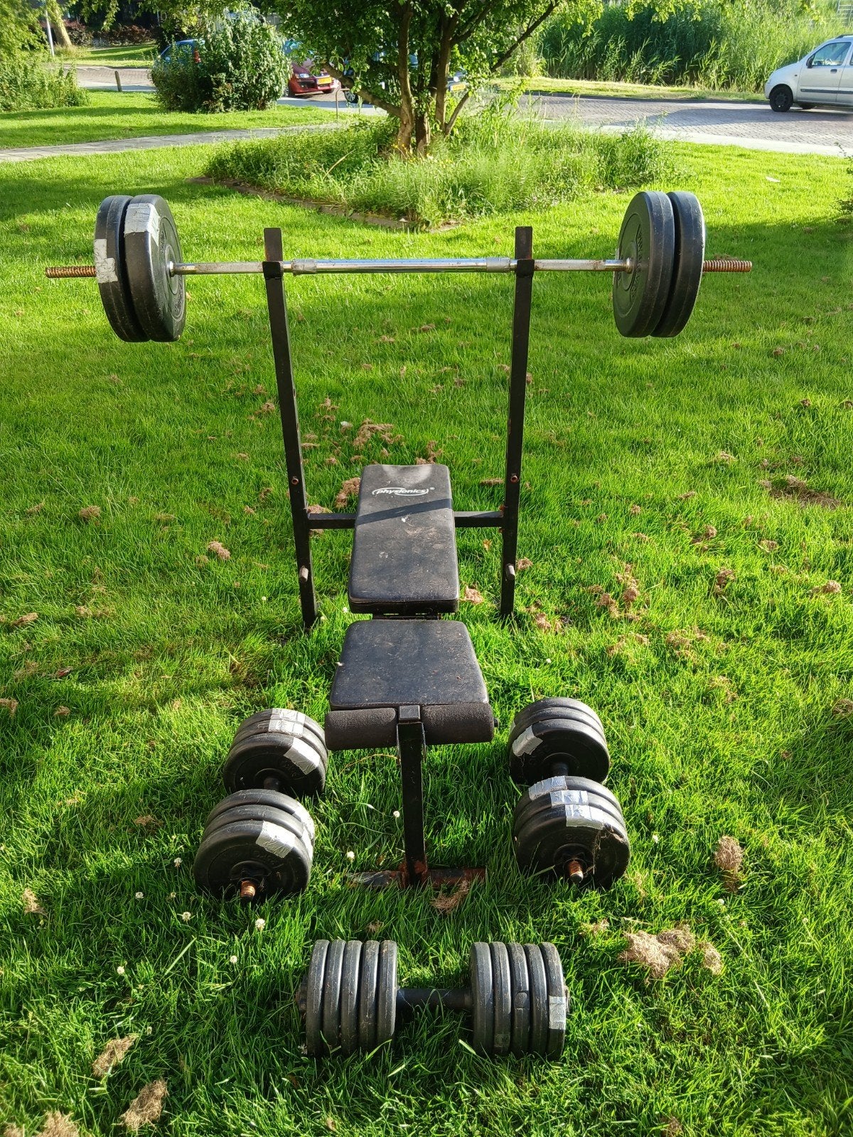liefhebbers opgelet drukbank + gewichten lees tekst!, Sport en Fitness, Ophalen