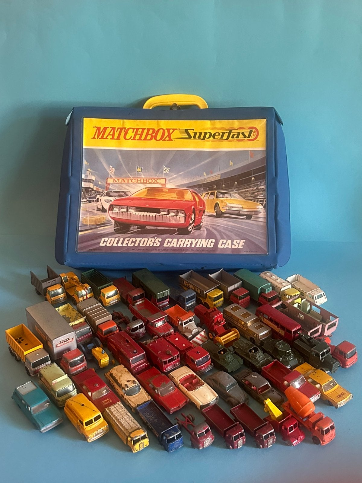 MATCHBOX koffer met 50 oude Matchbox auto’s! (Kavel 1) KIJK!, Ophalen of Verzenden, Gebruikt, Auto