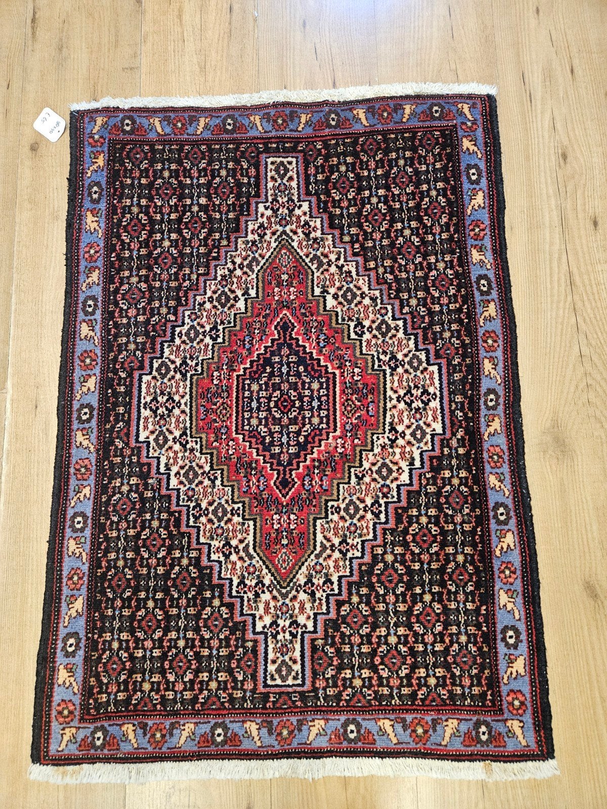 Vintage handgeknoopt perzisch tapijt senneh 98x70, Info@SlatsAntiek.nl, Tweedehands, 50 tot 100 cm, Perzisch