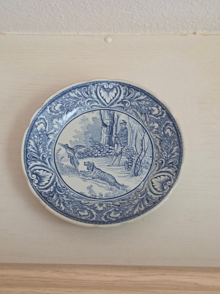 Antiek Delfts Blauw Jachttafereel Sierbord, Antiek en Kunst, Ophalen