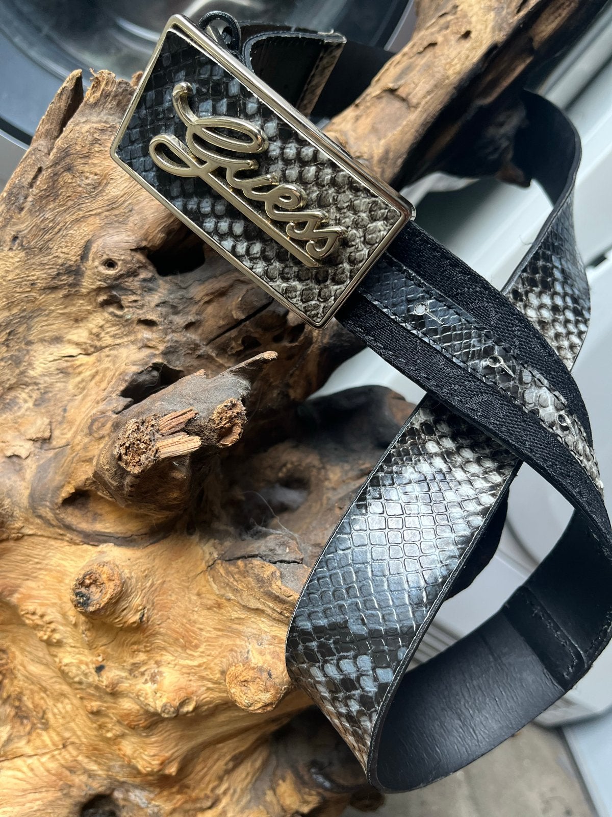 Guess vintage riem met slangenprint en grote gesp, maat S, Ophalen, 3 tot 5 cm, Minder dan 80 cm, Zwart