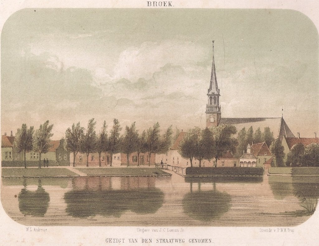 Broek in Waterland Gezigt van den straatweg genomen ca. 1857, Origineel, 1800 - 1899, Stadsgezicht, Ophalen of Verzenden