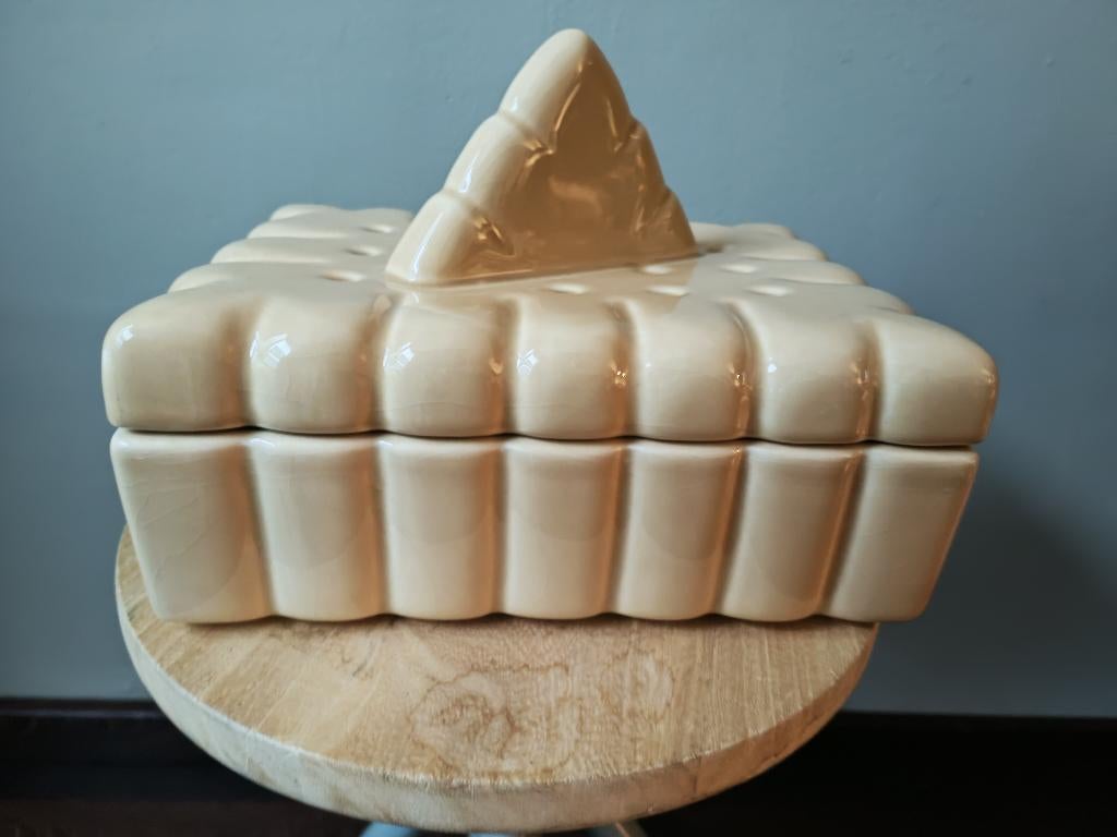 Koekjesdoos keramiek Lu koektrommel als nieuw, Ophalen of Verzenden