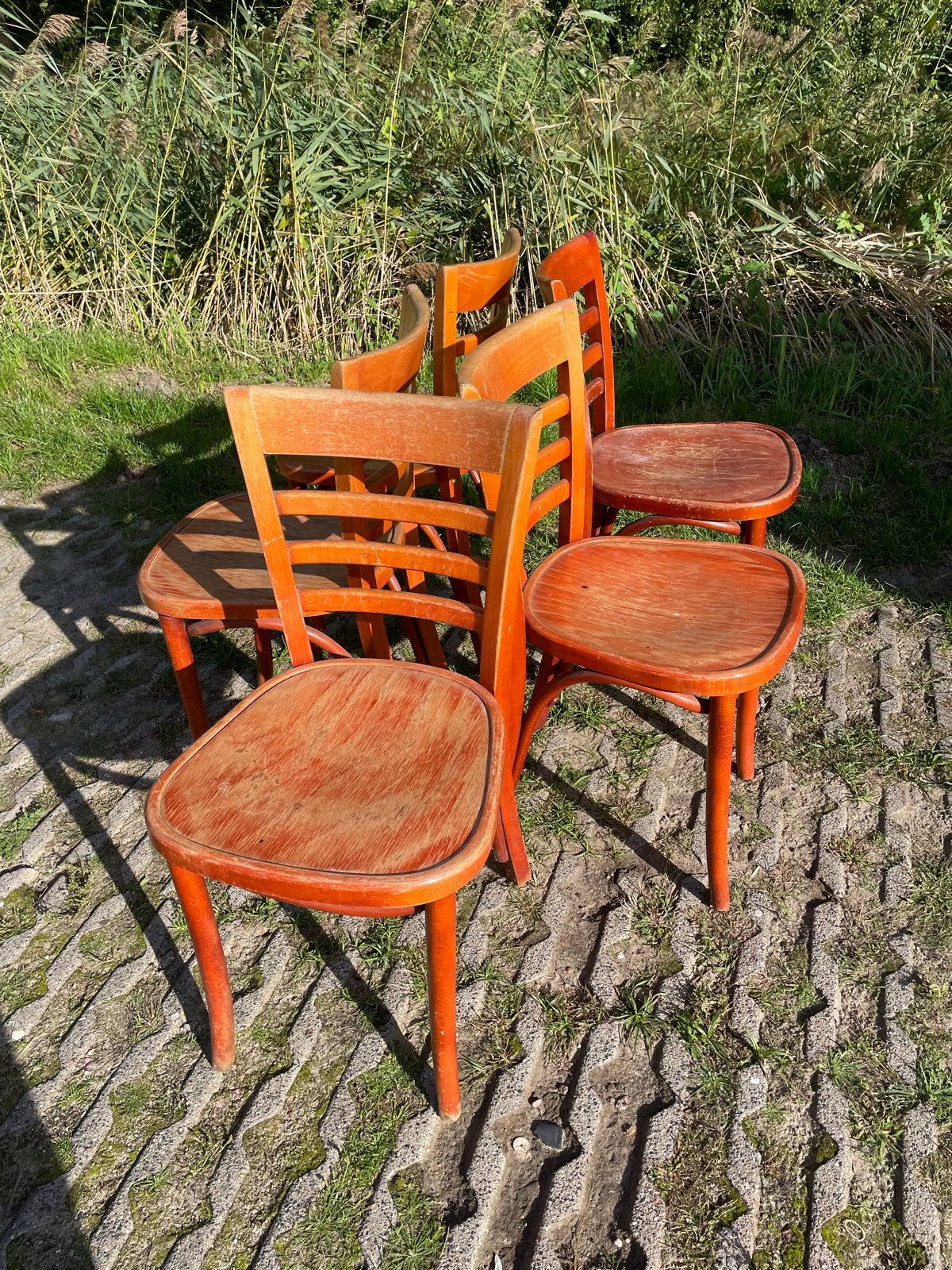Set van 5 vintage caféstoelen voor stamtafel, Antiek en Kunst, Ophalen