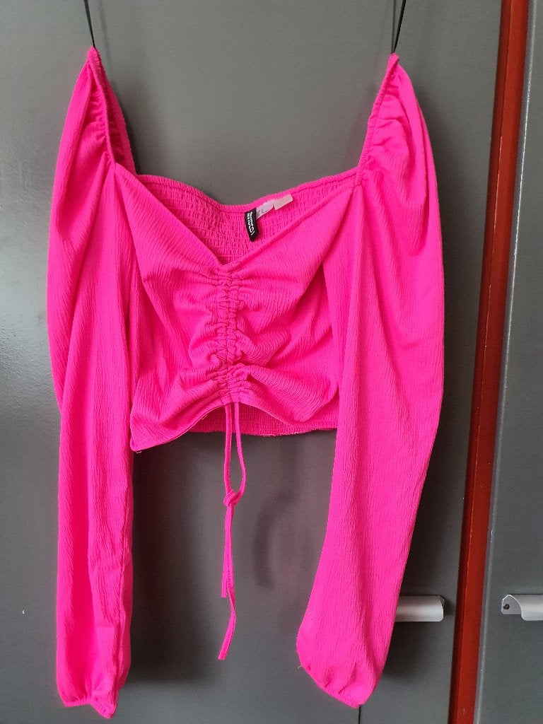 H&M felroze crop top smock maat M, Kleding | Dames, Maat 38/40 (M), Ophalen of Verzenden, Zo goed als nieuw, Roze