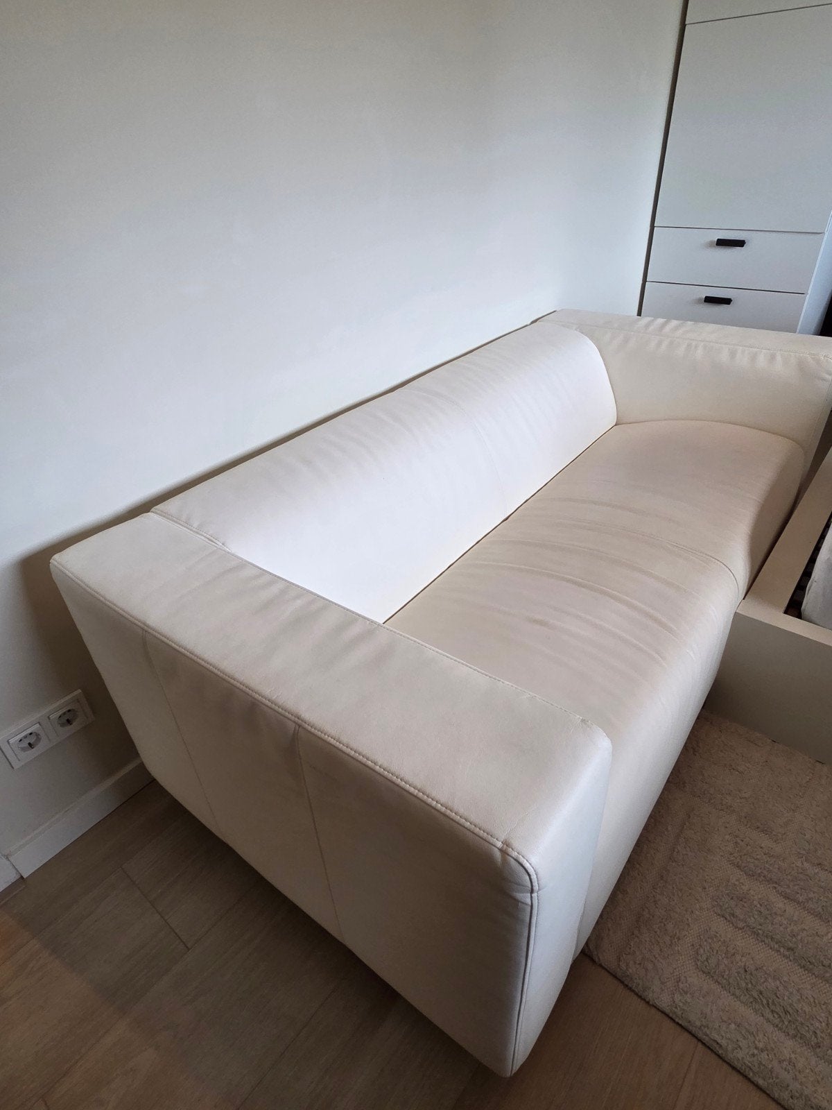 Ikea Klippan bank wit leer met zwarte hoes, Ophalen, Gebruikt, 150 tot 200 cm, Tweepersoons