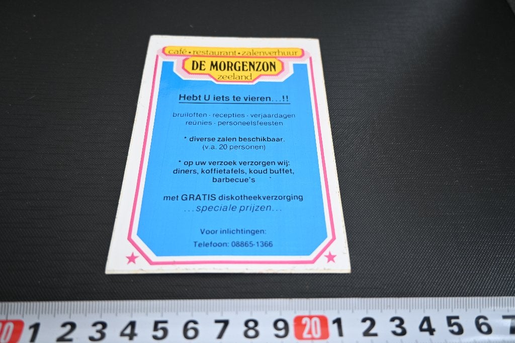 sticker Zeeland DE MORGENZON café restaurant zalenverhuur, Ophalen, Zo goed als nieuw