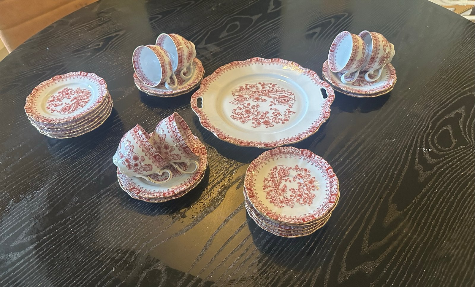 Vintage Seltmann Weiden Gebakstel - Rood met Goud, Ophalen of Verzenden