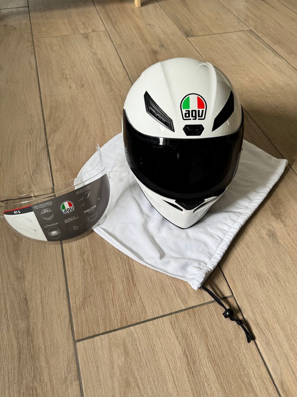 AGV K1-S motorhelm wit glans XL 61-62/donker vizier/Pinlock, XL, Ophalen of Verzenden, Tweedehands, Integraalhelm