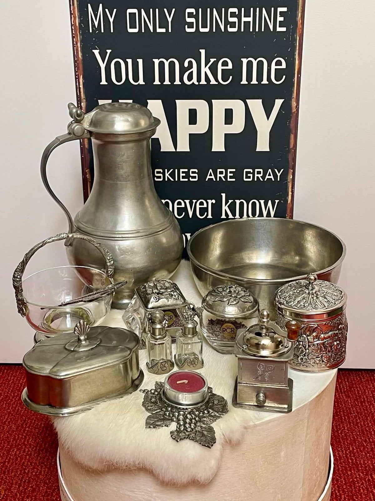Lot van 12 sierlijke woonaccessoires in zilvertin, Overige materialen, Ophalen of Verzenden, Zilver, Klassiek