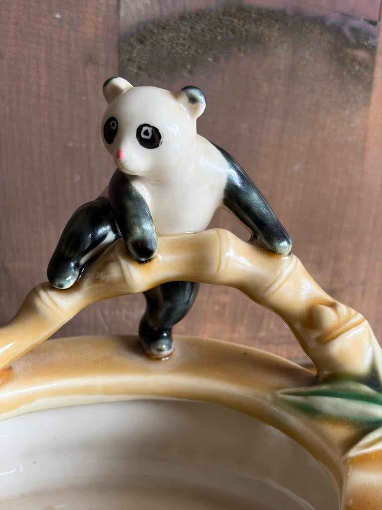 Vintage Chinese Panda Asbak – Jaren '70 Keramiek, gemerkt, Ophalen of Verzenden, Zo goed als nieuw, Asbak