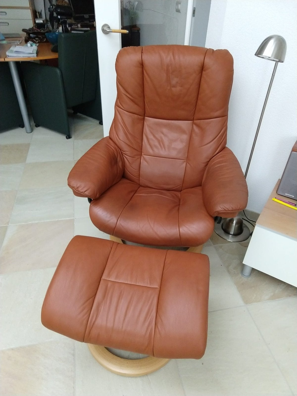 Stressless relaxfauteuil Mayfair, Ophalen, Gebruikt, Minder dan 75 cm, Leer
