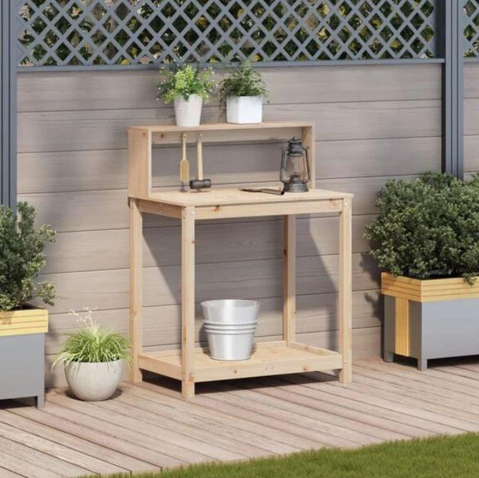Oppottafel plantentafel + schappen grenenhout GRATIS BEZORGD, Verzenden, Nieuw, Nvt, 60 tot 100 cm