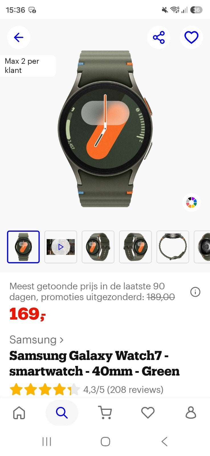 Samsung watch 7. 40 mm, Gebruikt, Samsung galaxy watch 7 40mm ⌚️, Ophalen of Verzenden, Android