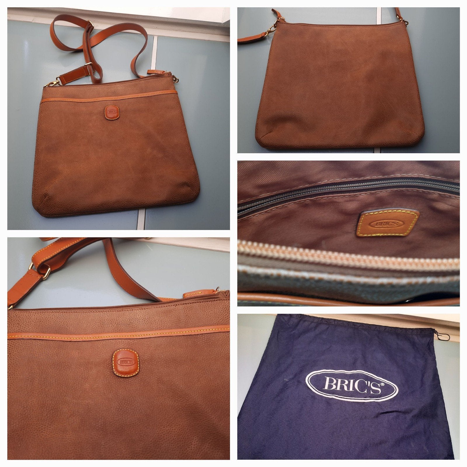 Luxe Italiaanse Bric's Life Crossbody Tas + Stofzak, Ophalen of Verzenden, Zo goed als nieuw, Bruin