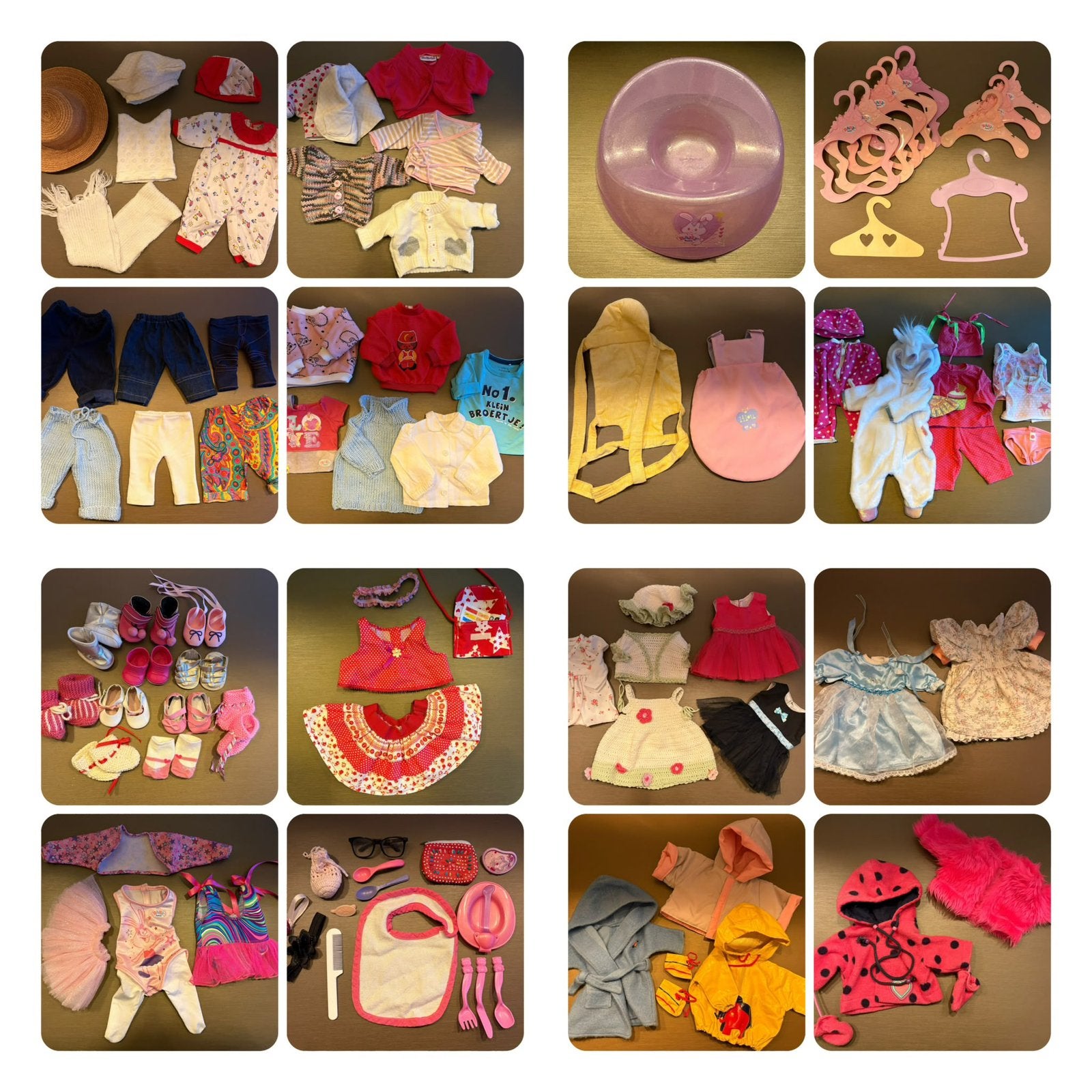 Grote verzameling kleren, schoenen, accessoire voor pop43cm, Ophalen, Gebruikt, Babypop