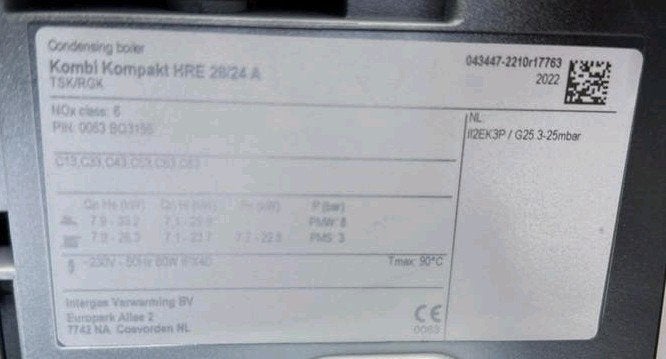Intergas HRE 28/24 A 16.07.2023 geplaatst-bon aanwezig🚿 CW4, Minder dan 20 liter, Ophalen, Geiser, Minder dan 3 jaar oud