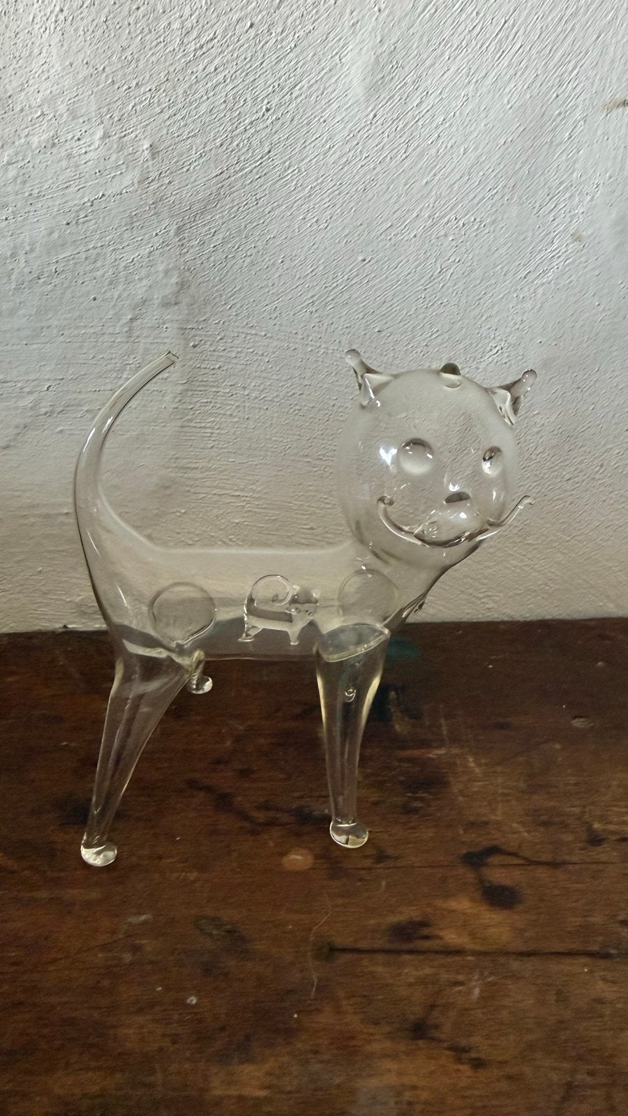 Glazen kat met twee poesjes in haar buik, Ophalen of Verzenden