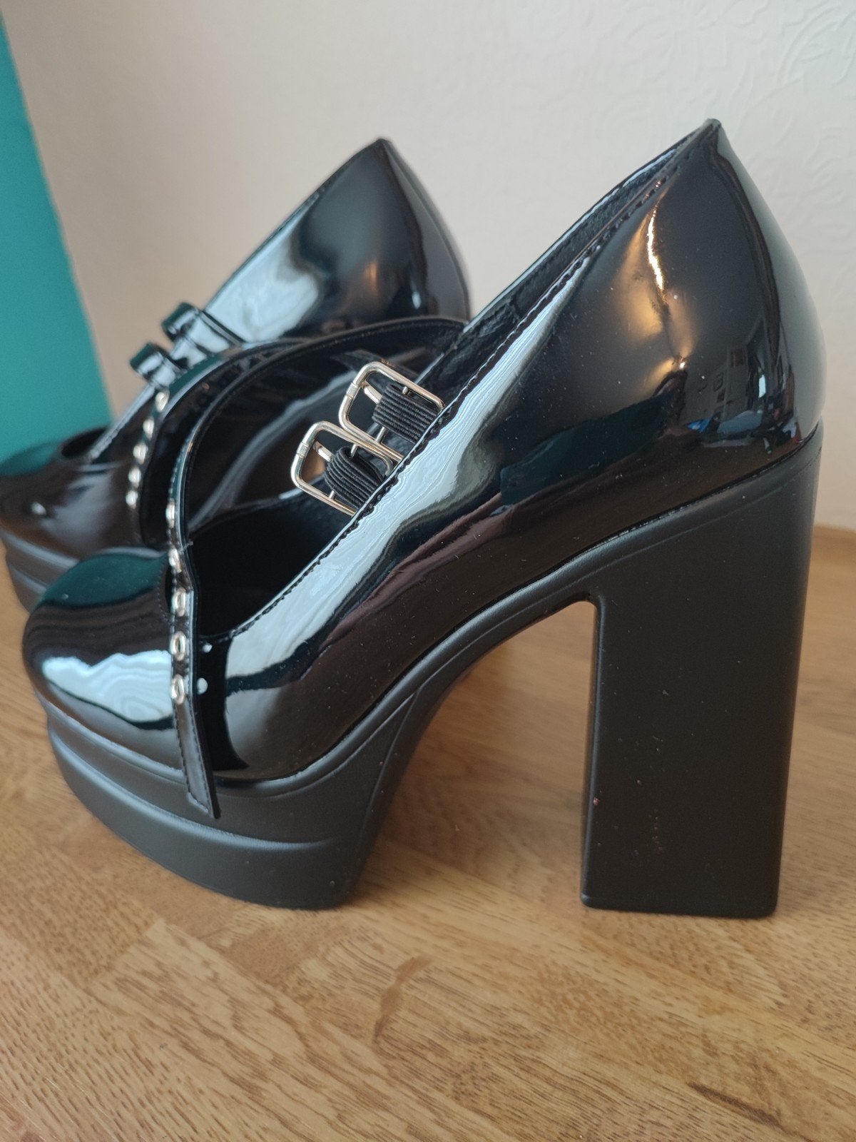 Zwarte lakleren Mary Jane plateaupumps maat 36, Ophalen of Verzenden, Zo goed als nieuw, Zwart, Pumps