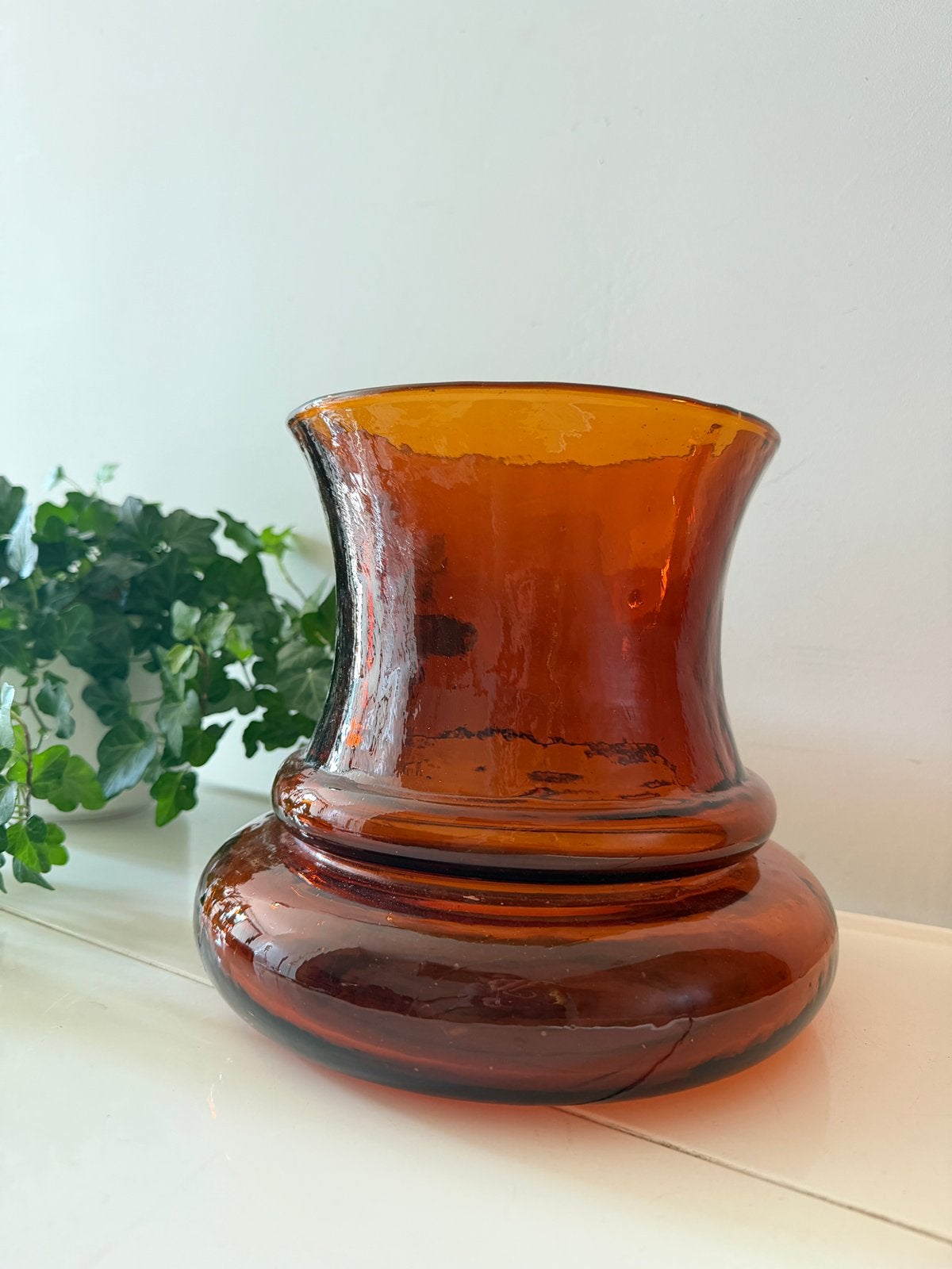Amberkleurige brutalist vaas, Ophalen of Verzenden