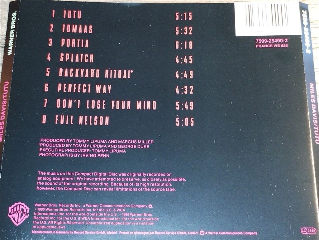 Miles Davis - Tutu, Ophalen of Verzenden, Zo goed als nieuw, Jazz