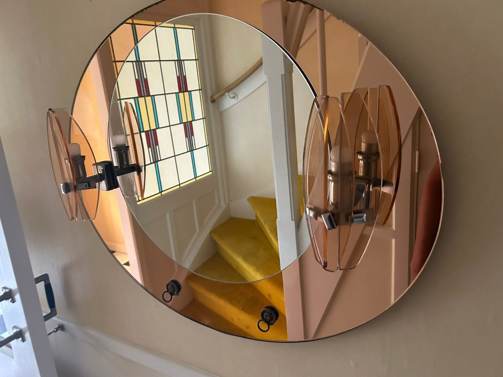 Spiegel, Gebruikt, Rond, Ophalen of Verzenden, 75 tot 100 cm
