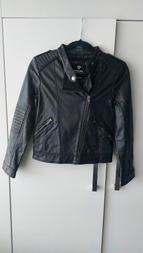 Zwart bikerjack, Ophalen of Verzenden, Zo goed als nieuw, Jongen of Meisje, Jas