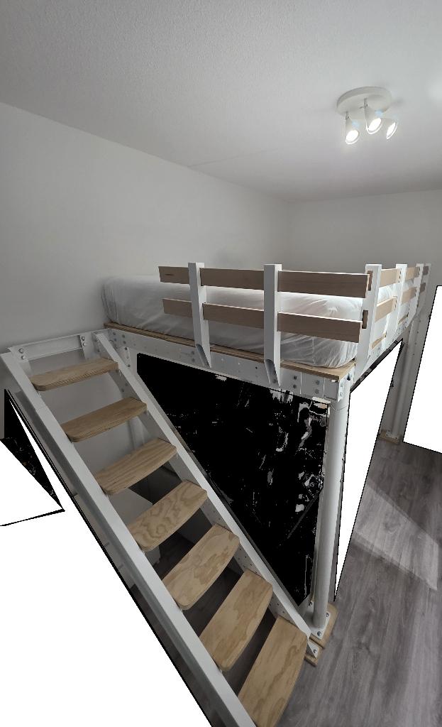 loft bed+lateral stairs/second floor space(newPrice 2425€), Ophalen, Wit, Tweepersoons, Zo goed als nieuw