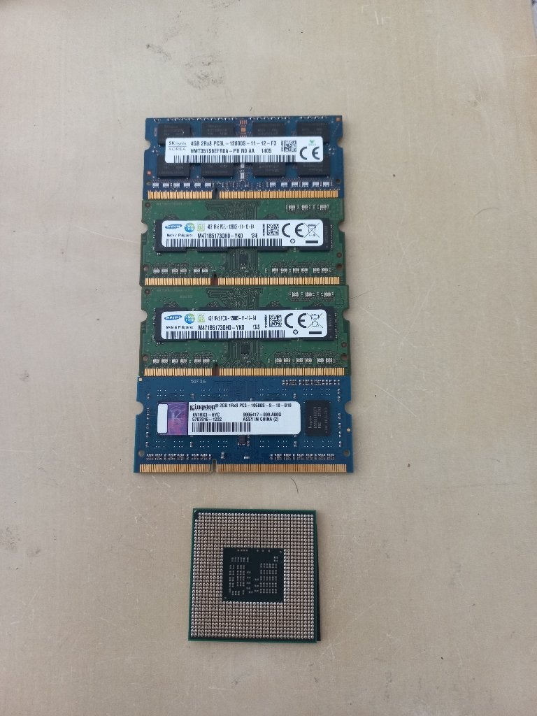 Laptop onderdelen 3x4gb ram geheugen +1x 2gb ram +processor, Computers en Software, RAM geheugen, Ophalen, Gebruikt, DDR3, Laptop