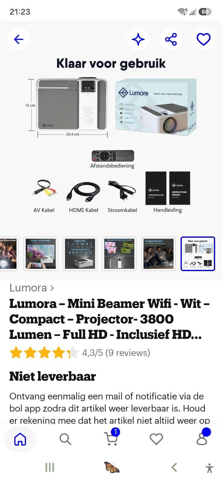 ruilen of bieden Lumora Mini Beamer Wifi -, Audio, Tv en Foto, LED, Nieuw, Full HD (1080), Ophalen