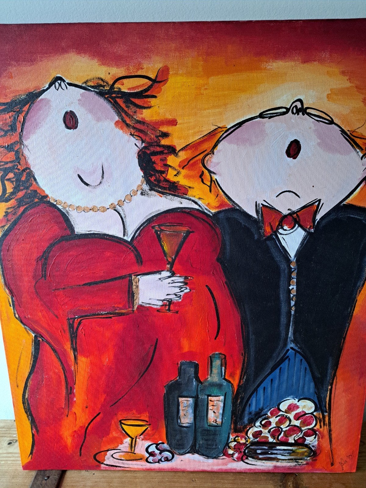 Leuk schilderij op doek, Ophalen, Acrylverf, Figuren