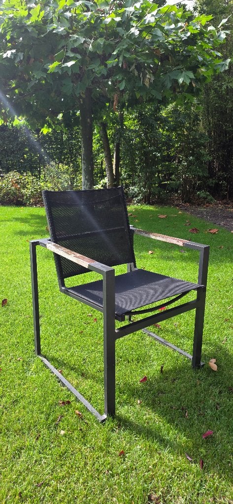 6 Hartman dining tuinstoelen – aluminium / textileen / teak, Tuin en Terras, Ophalen, Gebruikt, Aluminium