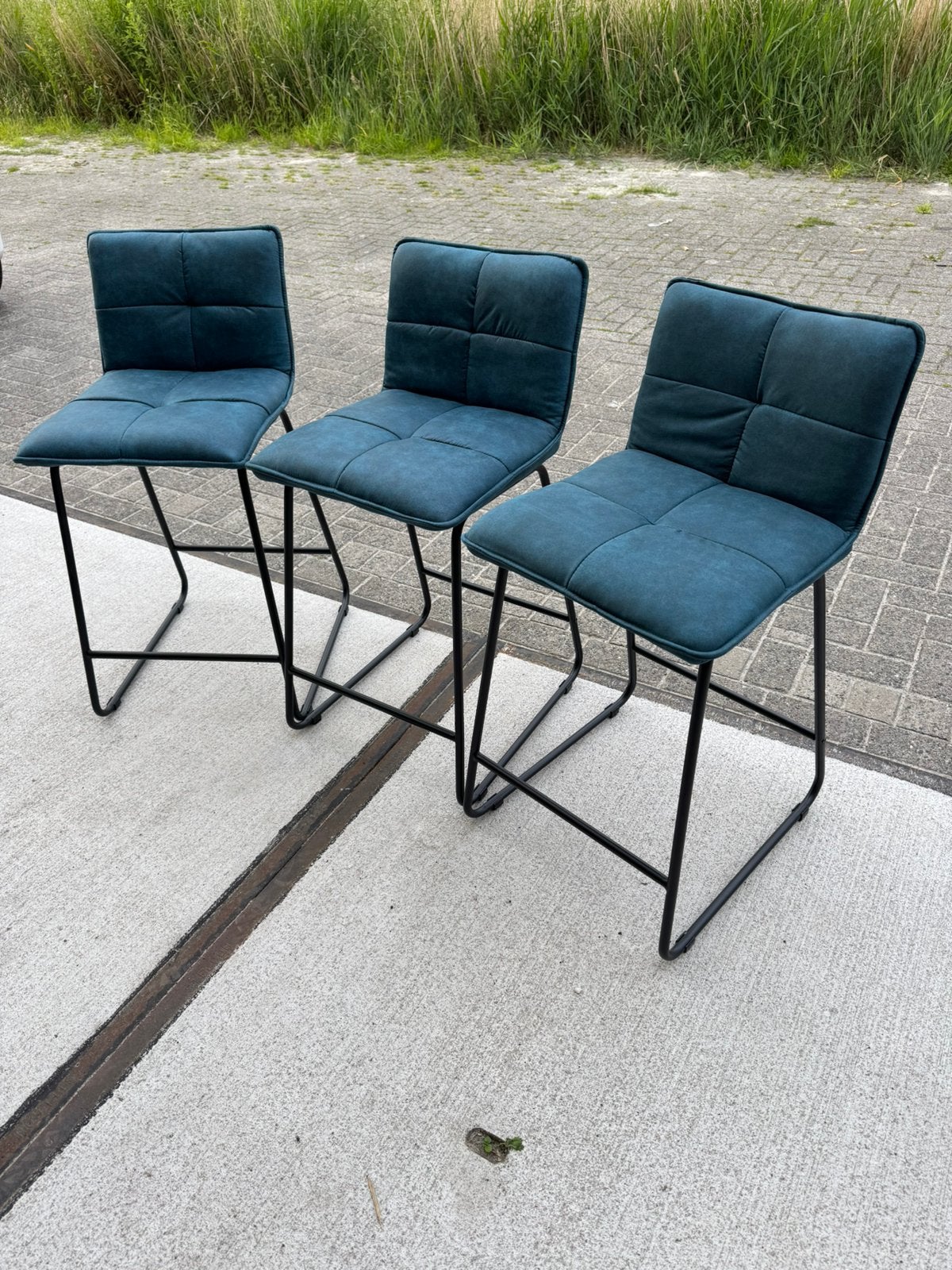 Barkrukken - blauw/turquoise - nieuw, 5 krukken of meer, Ophalen of Verzenden, Zo goed als nieuw, 60 tot 90 cm