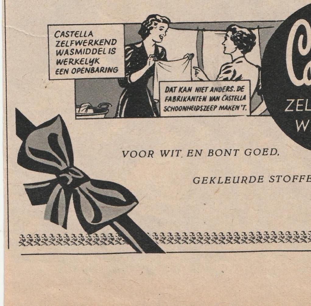 Retro reclame 1949 Castella Nijmegen wasmiddel openbaring, Verzamelen, Retro, Verzenden, Overige typen