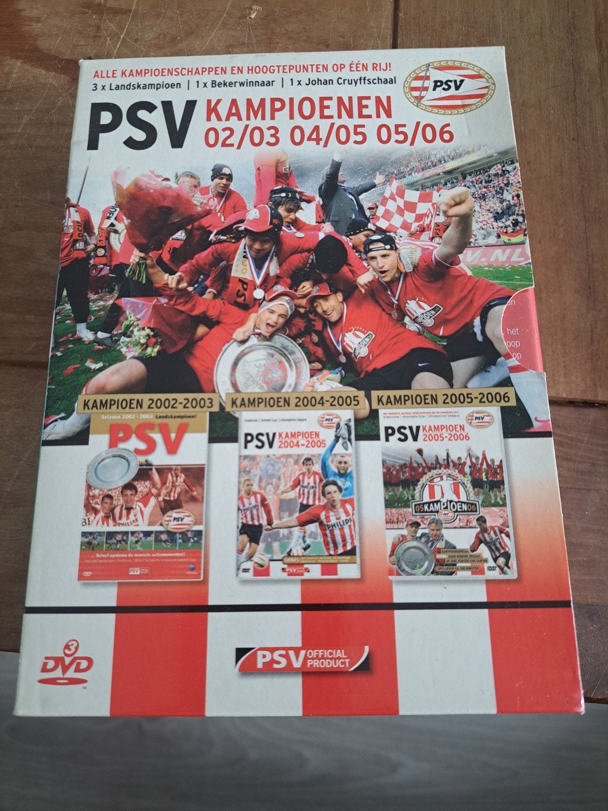 PSV Kampioenen DVD Box 2002-2006 (3 DVD's), Gebruikt, Nederlands, Voetbal, Inclusief doosje