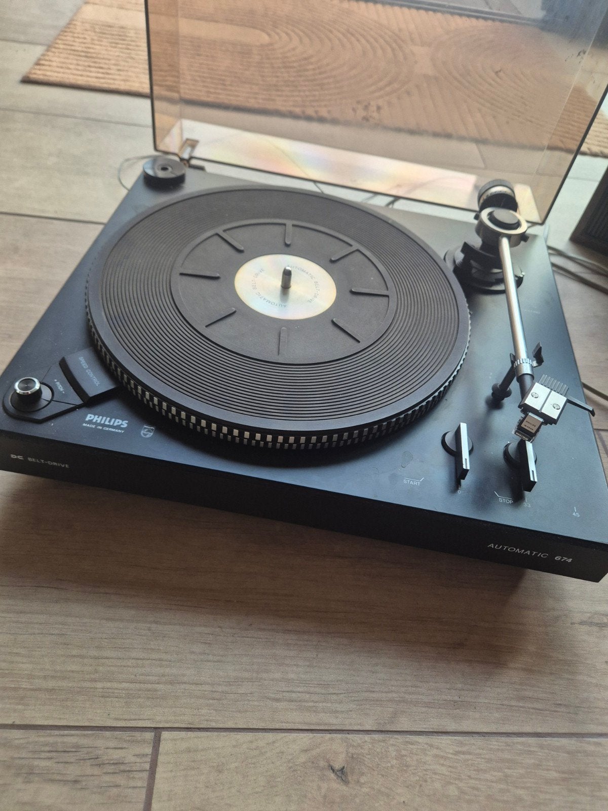 Philips Automatic 674 Platenspeler met boxen en versterker, Ophalen of Verzenden, Gebruikt, Philips, Automatisch
