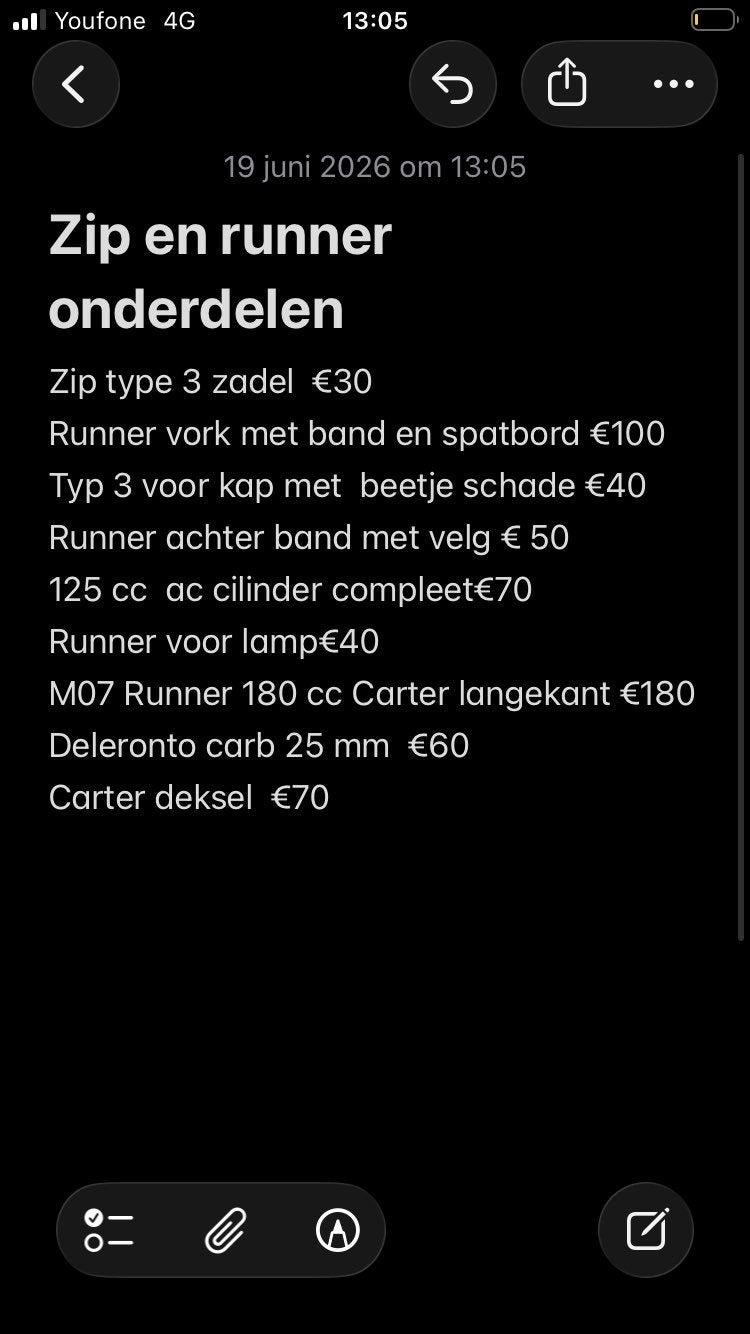 Zip en Runner onderdelen, Ophalen of Verzenden, Gebruikt, Overige typen, Piaggio